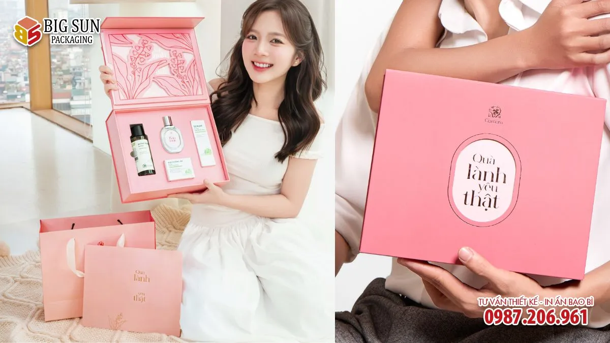 HỘP QUÀ TẶNG THƯƠNG HIỆU SET CỎ MỀM QUÀ LÀNH YÊU THẬT