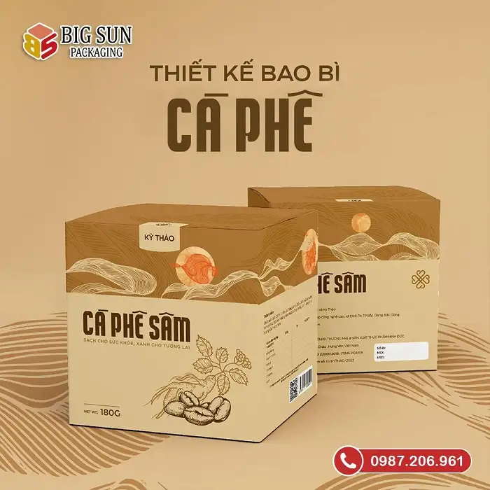 Mẫu hộp đựng cafe Sâm Kỳ Thảo giữ trọn tinh hoa đất Việt