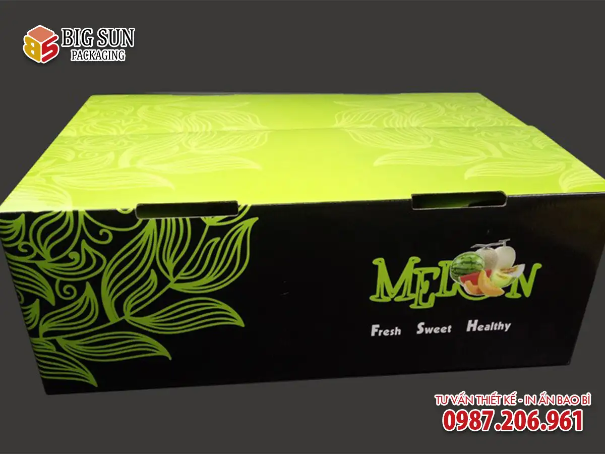 In thùng carton dưa lưới màu xanh đen
