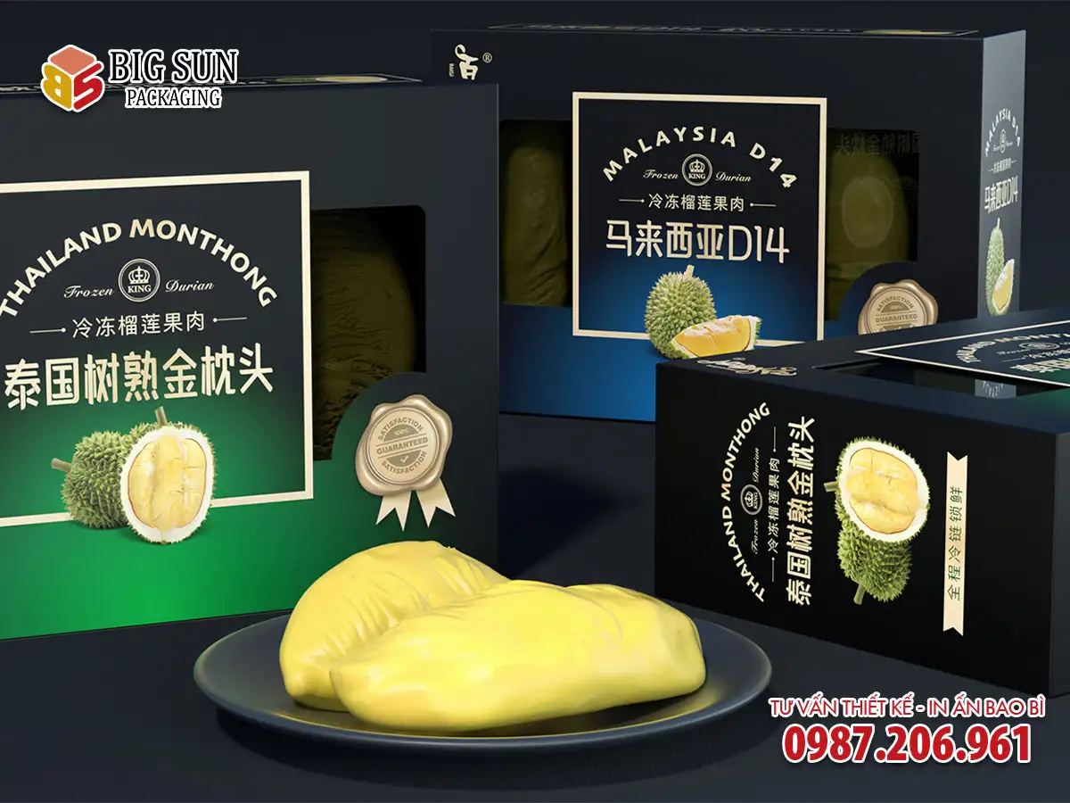 In hộp carton đựng sầu riêng thượng hạng