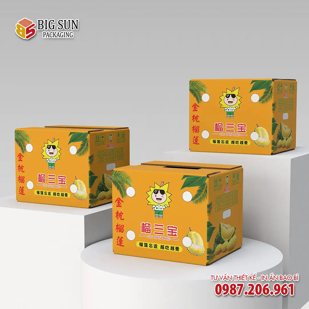 In thùng carton đựng sầu riêng Tam Bảo