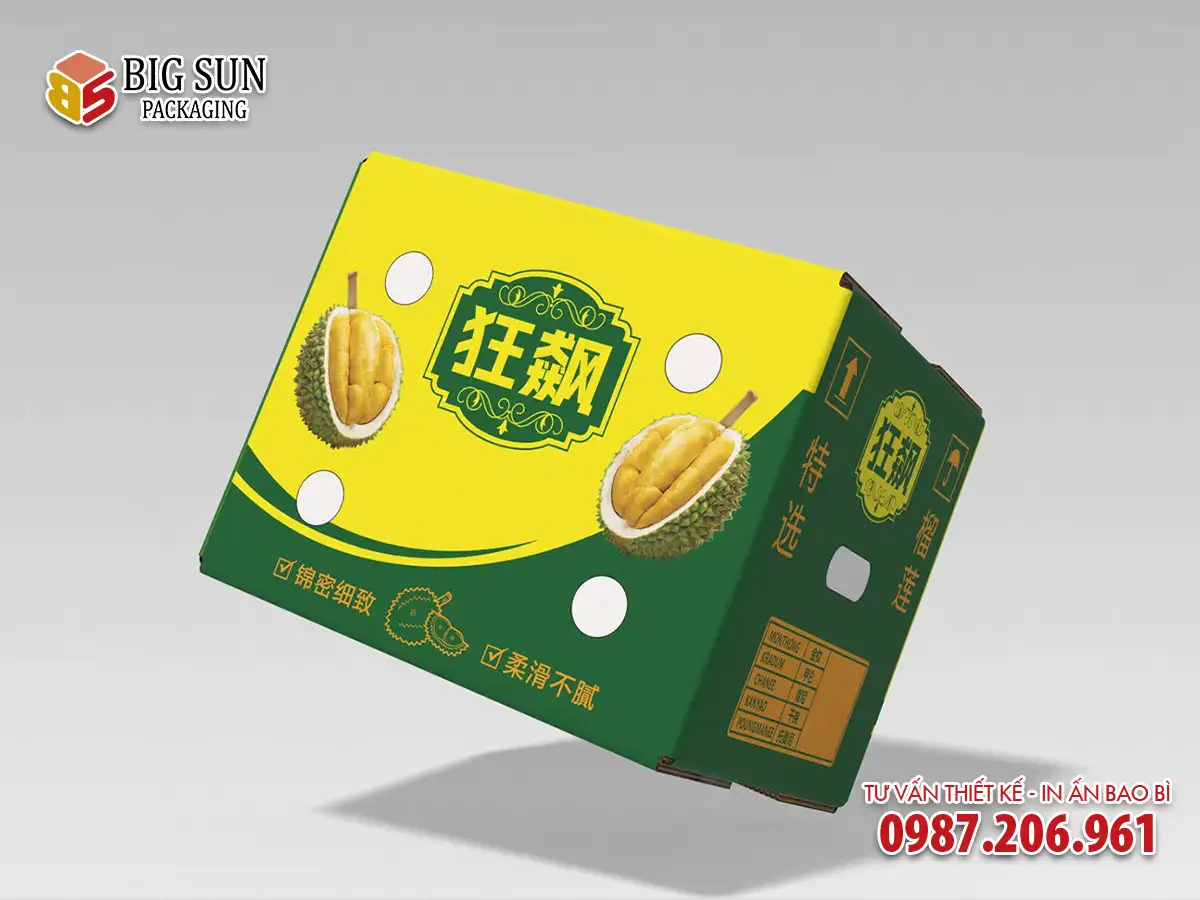 In thùng carton đựng sầu riêng Cuồng Phong